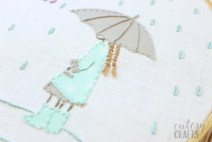 girl with umbrella free hand embroidery pattern