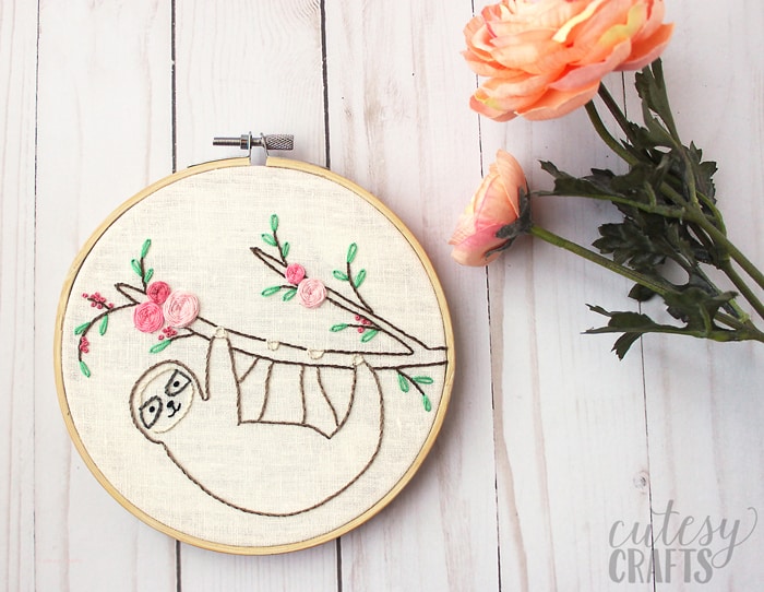 Sloth Easy Embroidery Pattern