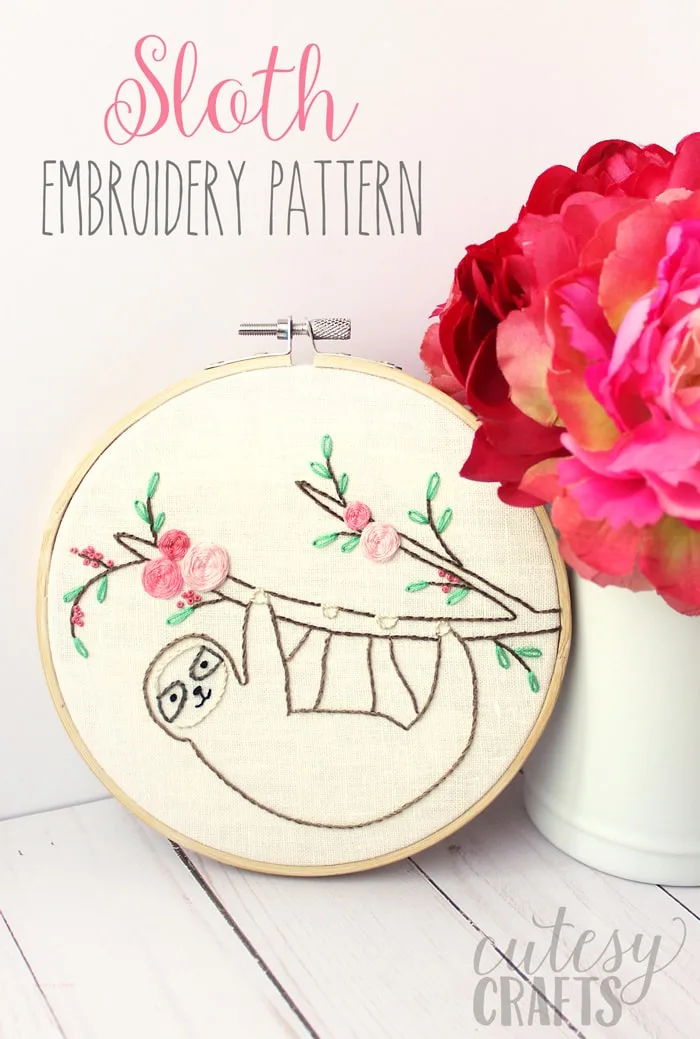 Sloth Easy Embroidery Pattern