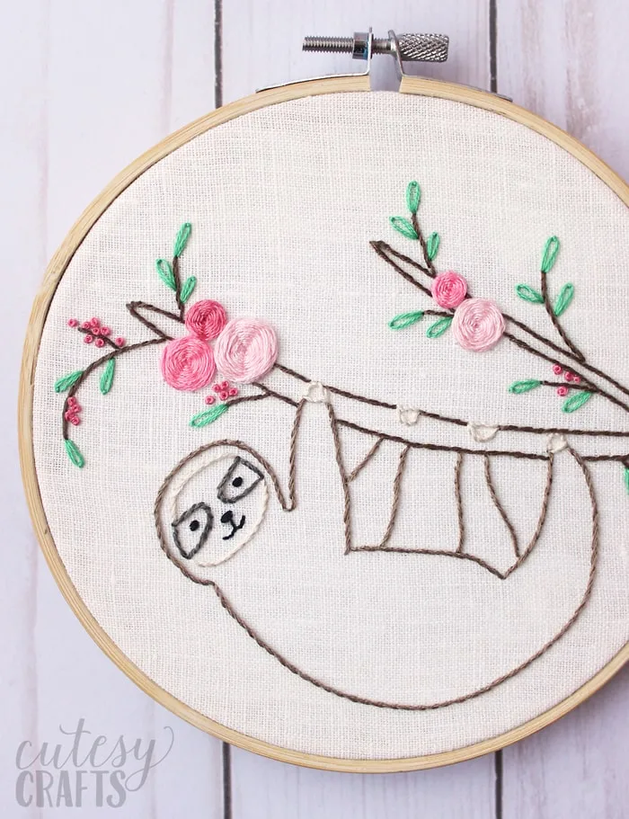 Sloth Embroidery Pattern