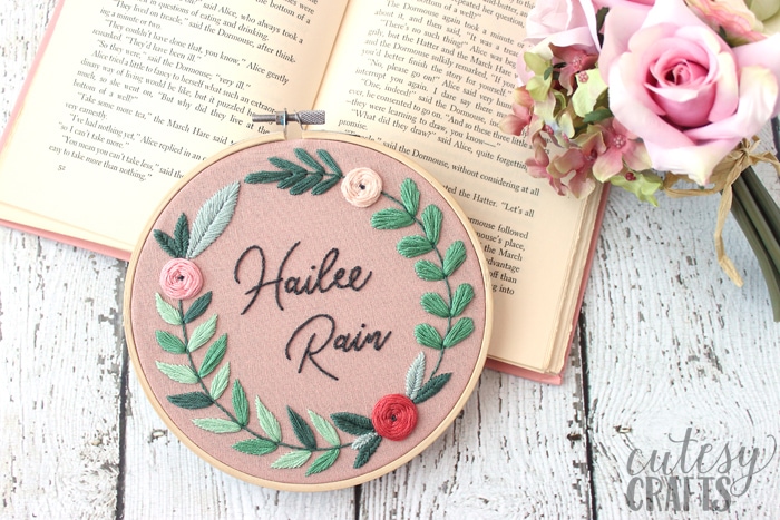 Floral Name Embroidery Hoop Pattern Cutesy Crafts