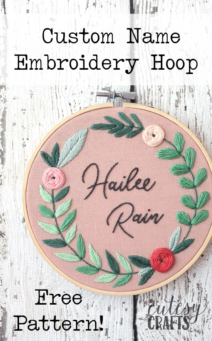 Name Embroidery Hoop - Free floral embroidery pattern!