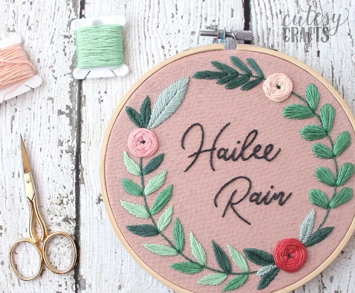 Name Embroidery Hoop - Free hand embroidery pattern!