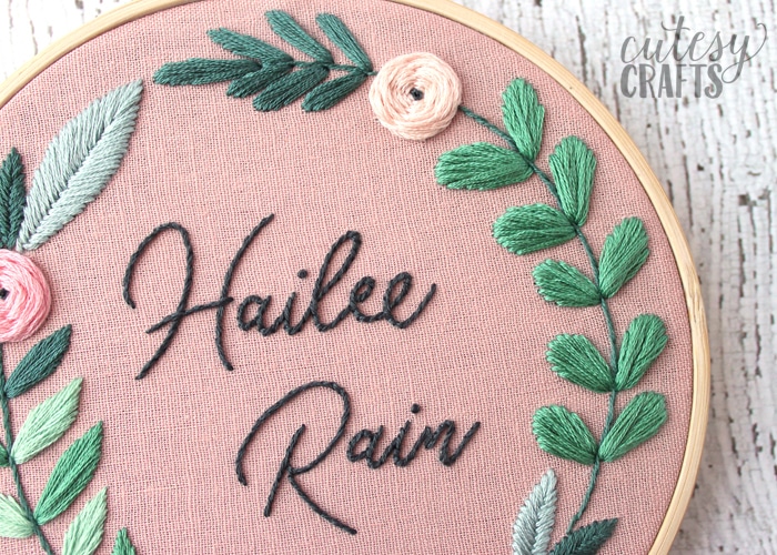 Name Embroidery Hoop - Free hand embroidery design!