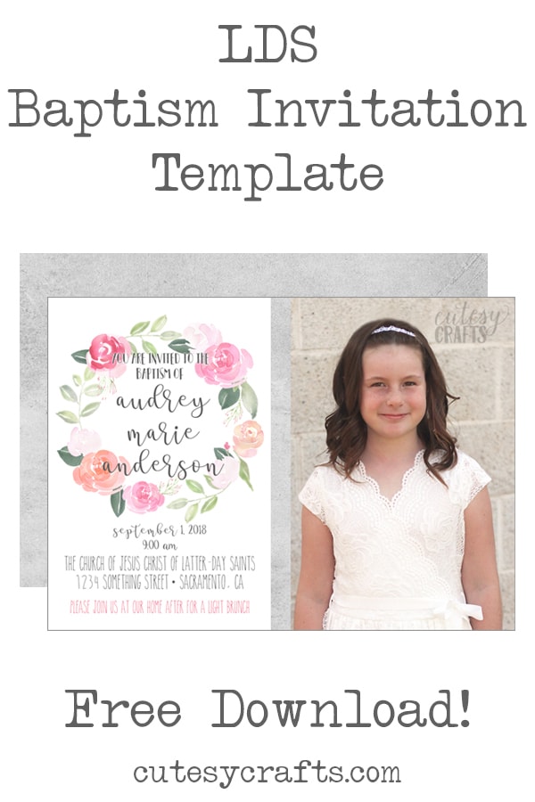 Free LDS Baptism Invitation Template - Cutesy Crafts