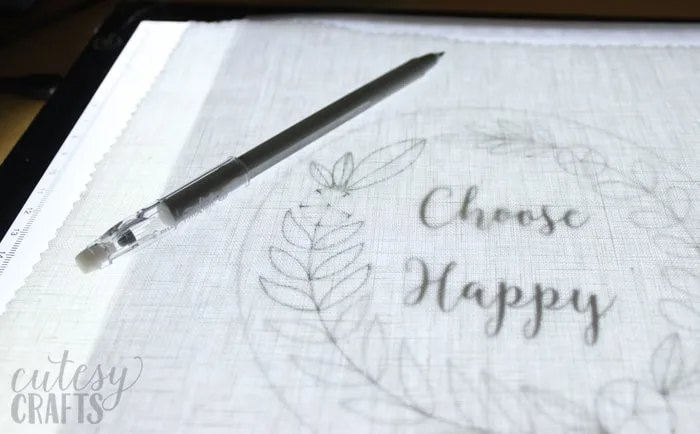 transfer an embroidery pattern with Frixion pens