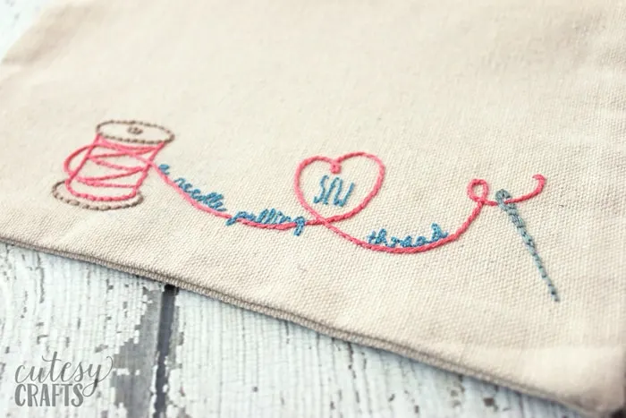 Embroidered Sewing Pouch with Free Embroidery Pattern
