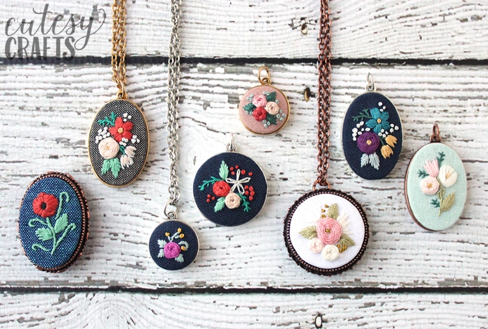 Mini Embroidery Hoops with Free Patterns - Cutesy Crafts