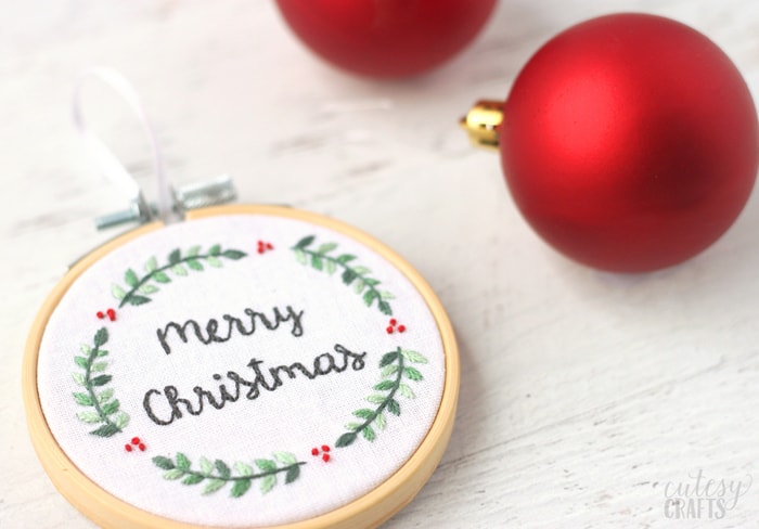 Chalk Embroidery Mini Hoop Ornaments 