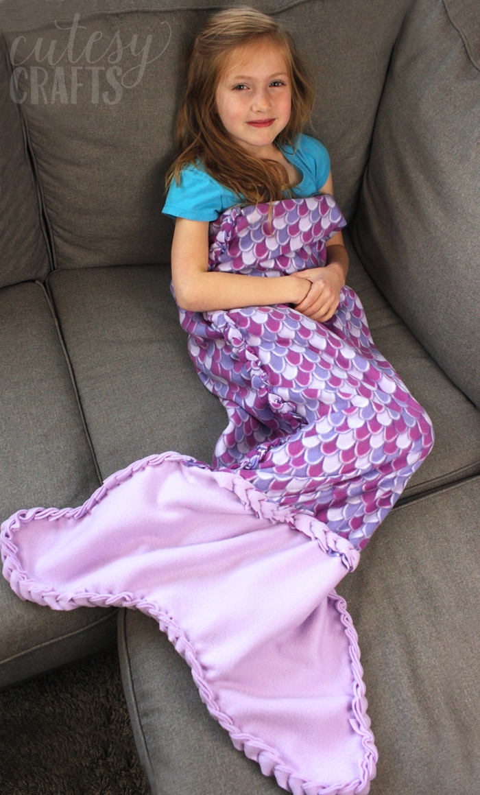 No Sew Fleece Mermaid Tail Blanket Pattern Cutesy Crafts