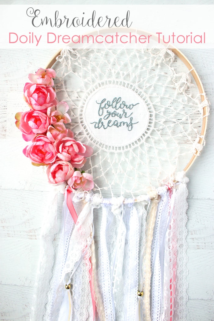 Embroidered Doily Dreamcatcher Tutorial - Perfect for a baby's DIY nursery decor.