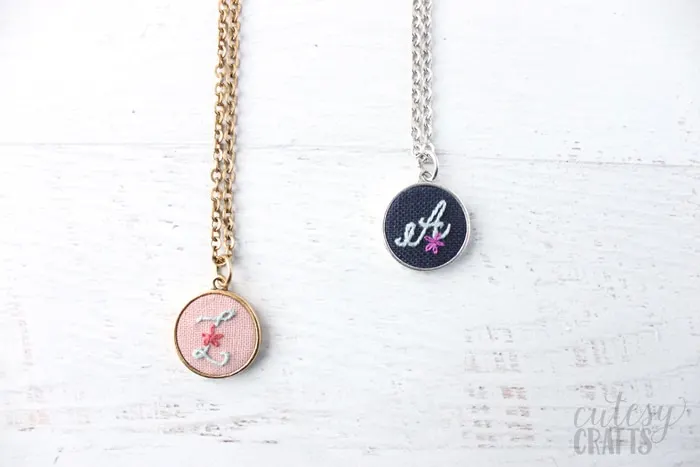 Embroidered Initial Necklace Tutorial