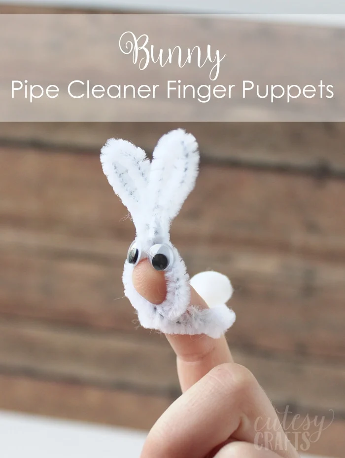 Easter Craft for Kids - Bunny Pipe Cleaner Finger Puppet - Cutesy Crafts