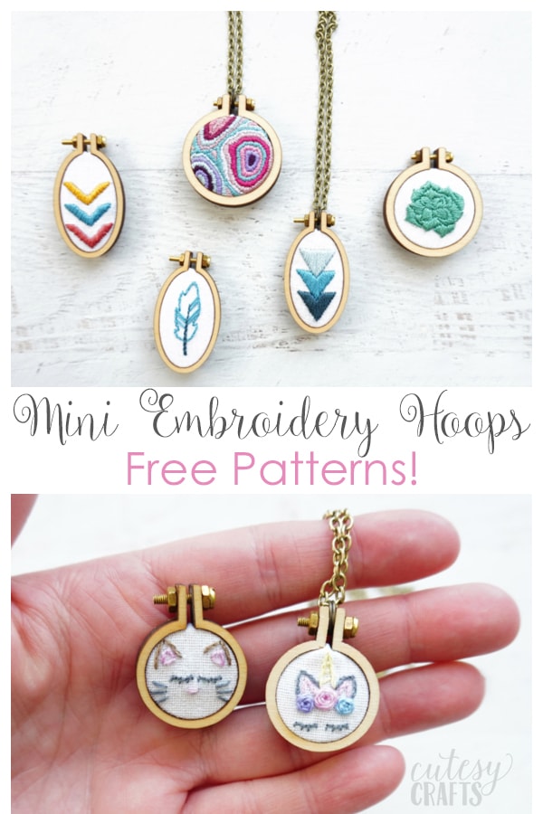 Mini Embroidery Hoops with Free Patterns - Cutesy Crafts