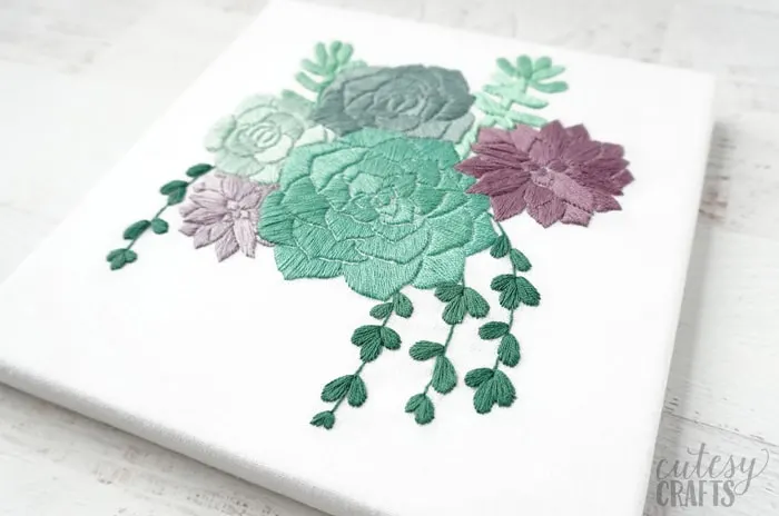 Succulent Embroidery on Canvas - Free pattern!