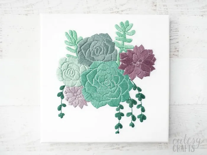 Succulent Embroidery on Canvas