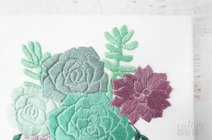Succulent Embroidery on Canvas