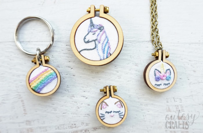 Mini Embroidery Hoops with Free Patterns - Cutesy Crafts