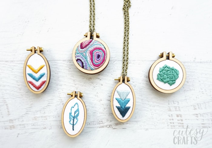 Mini Embroidery Hoops with Free Patterns - Cutesy Crafts