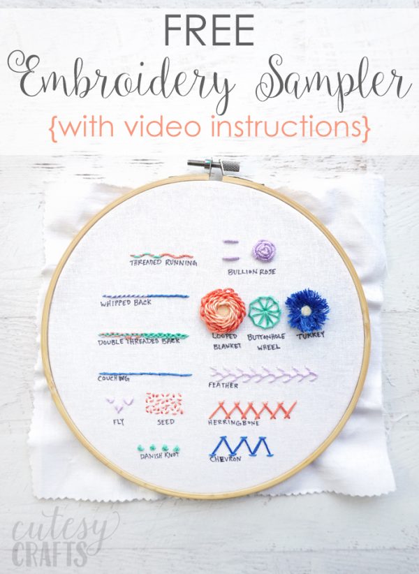 Sampler Stich Embroidery Stitch Sampler 2 Pattern - Cutesy Crafts