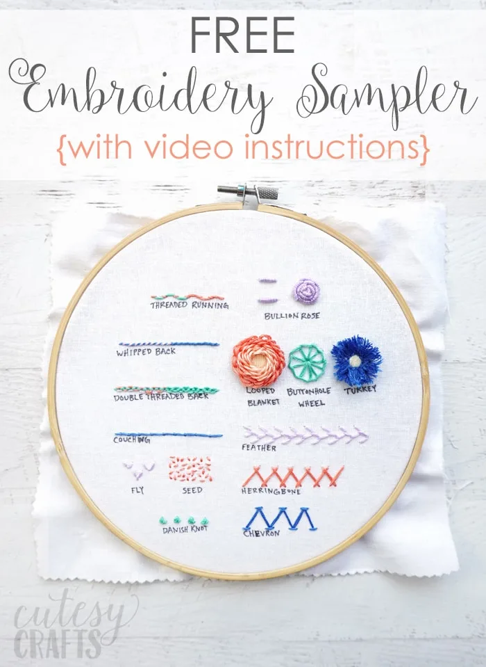 Embroidery Stitch Sampler 2 Pattern - Cutesy Crafts