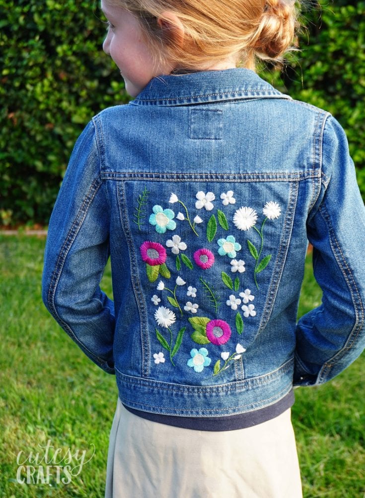 DIY Denim Jacket with Embroidery - Cutesy Crafts