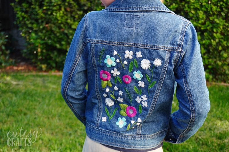 DIY Denim Jacket with Embroidery - Cutesy Crafts