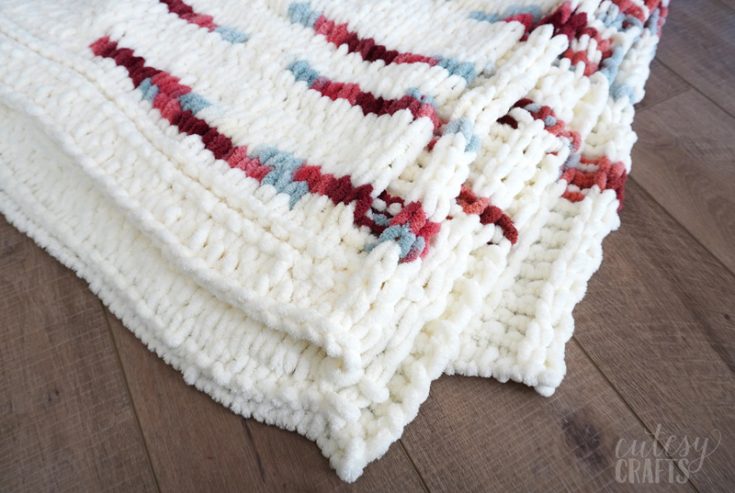 color block loopy yarn blanket