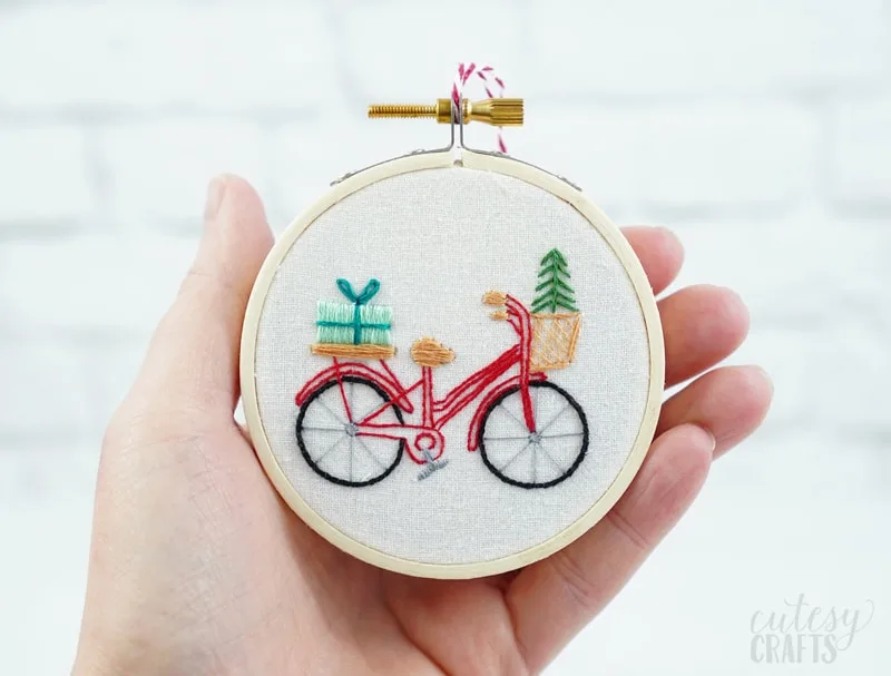 Free Christmas Embroidery Pattern - Bicycle Ornament