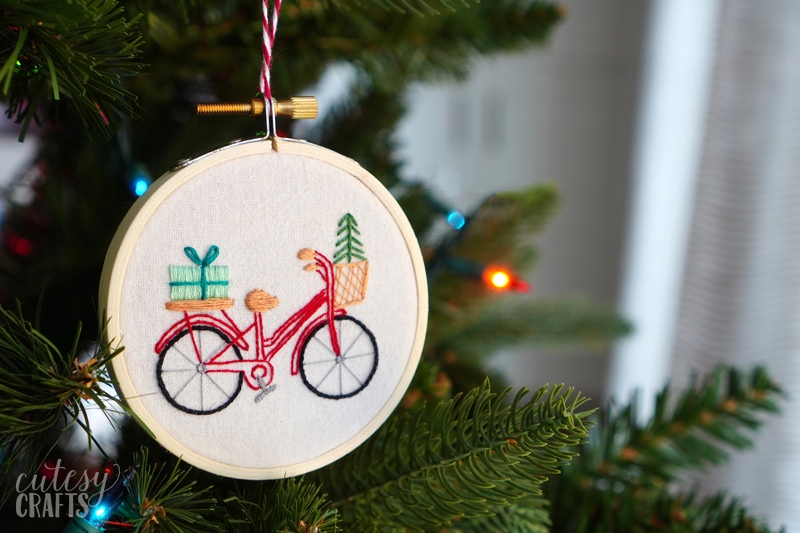 Bike Embroidered Christmas Ornament with Free Pattern