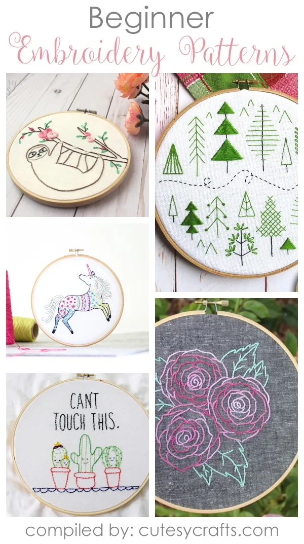 20+ Beginner Embroidery Patterns - Cutesy Crafts
