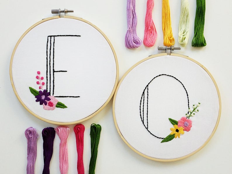 initial embroidery kit