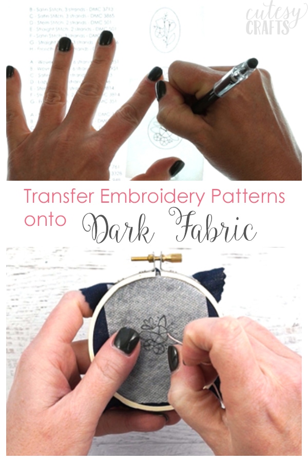 Transferring Embroidery Patterns to Dark Fabric - Cutesy Crafts