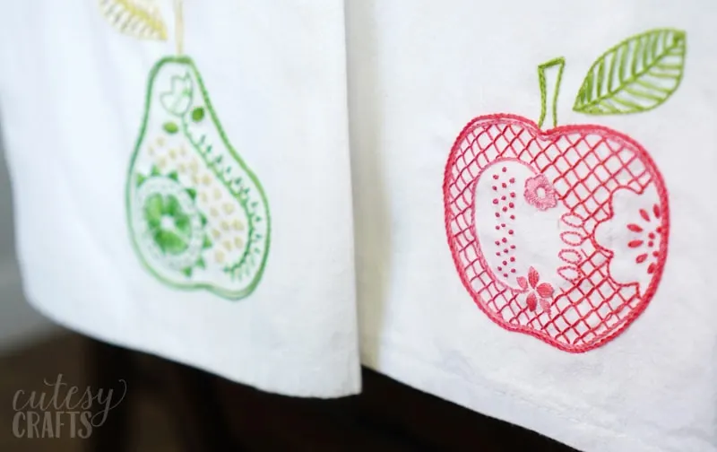 pear and apple embroidery