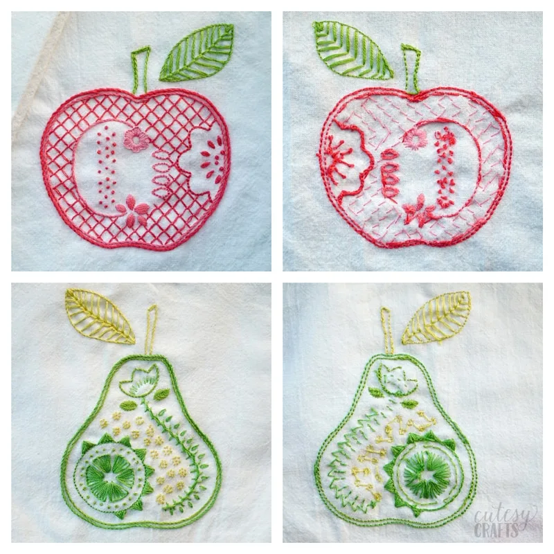 How to Embroider Tea Towels - Cutesy Crafts