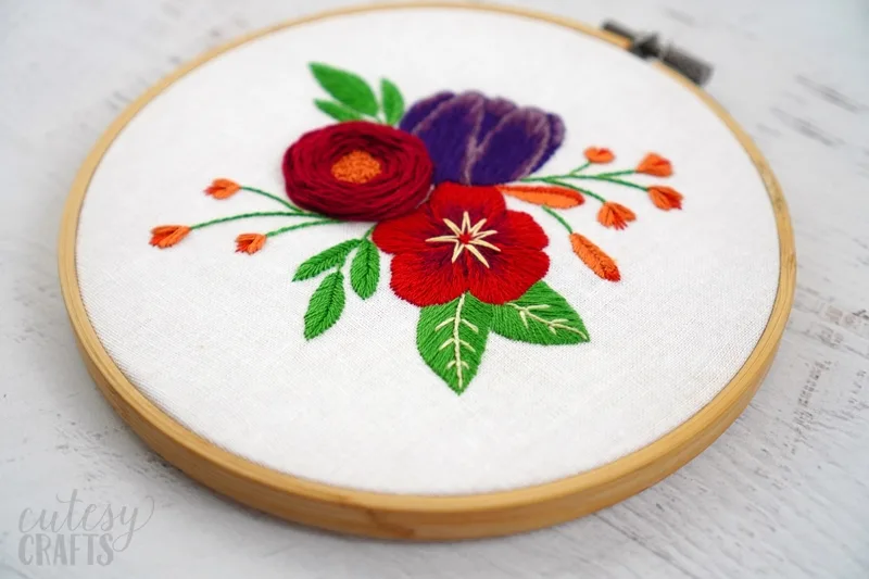 Red Flowers Embroidery Design