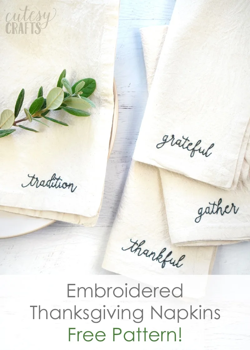 How to Embroider Words on Thanksgiving Napkins