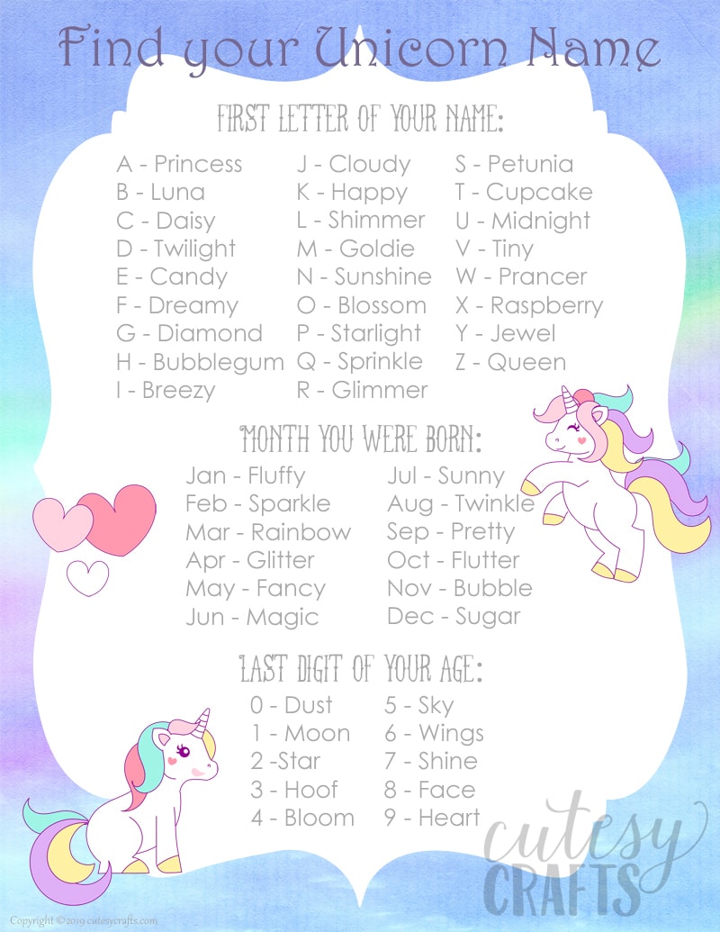 Rainbow Unicorn Name Game Name Tags Printable Unicorn Names, Rainbow ...