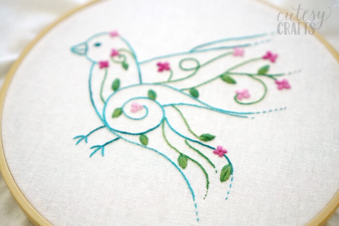 Free Floral Bird Embroidery Pattern - Cutesy Crafts