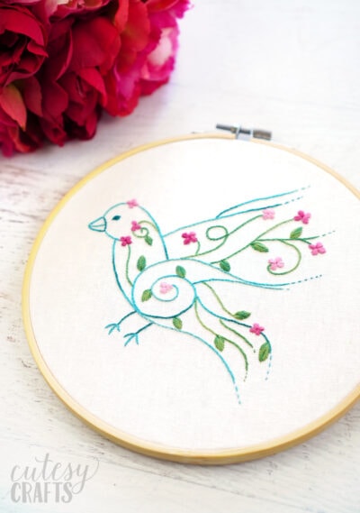 Free Floral Bird Embroidery Pattern - Cutesy Crafts