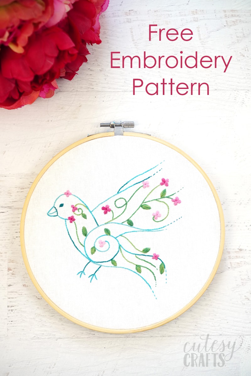 Free Floral Bird Embroidery Pattern