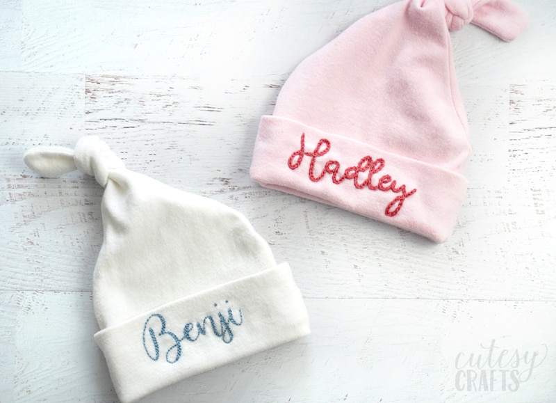 DIY Baby Shower Gift - Embroidered Baby Hats