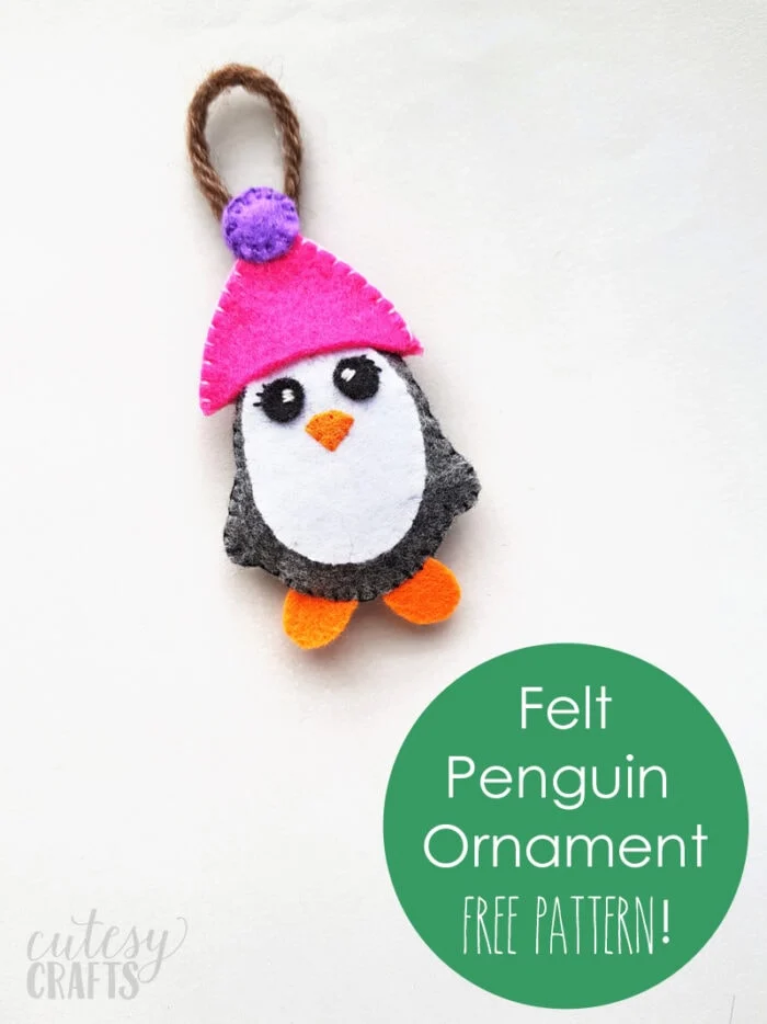 Felt Penguin Christmas Ornament with Free Pattern