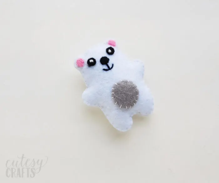 Felt Polar Bear Christmas Ornament with Free Pattern