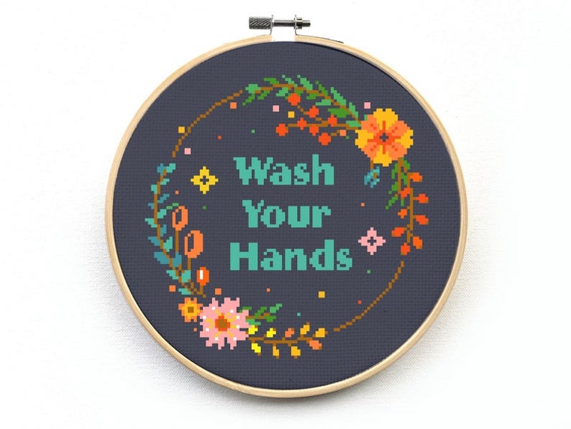 Wash Your Hands Embroidery Kit, Beginner Embroidery Kit, Wash Your