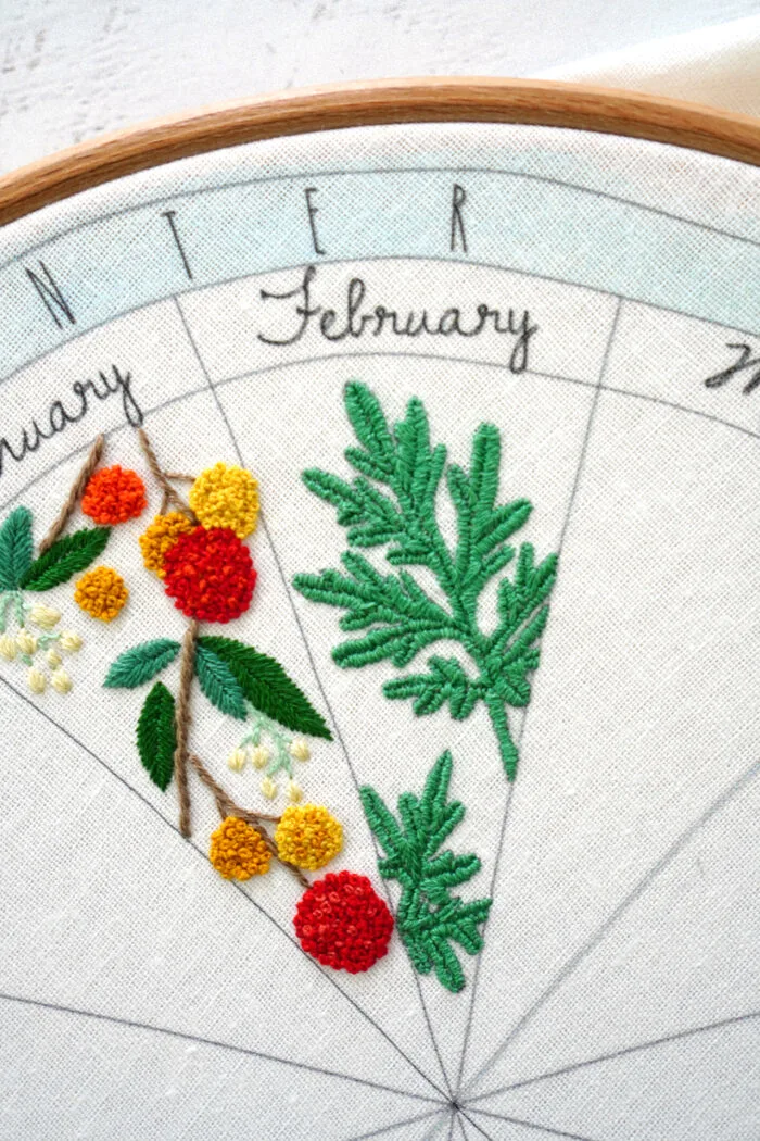 phenology wheel embroidery