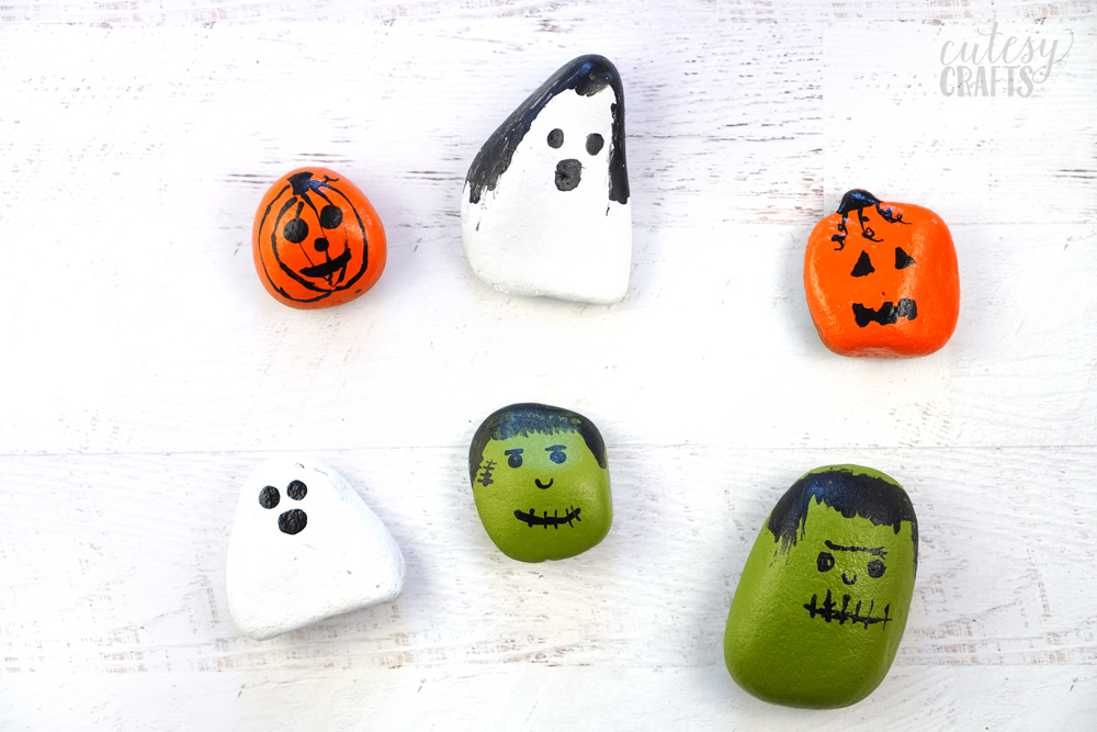 Halloween painted rocks.