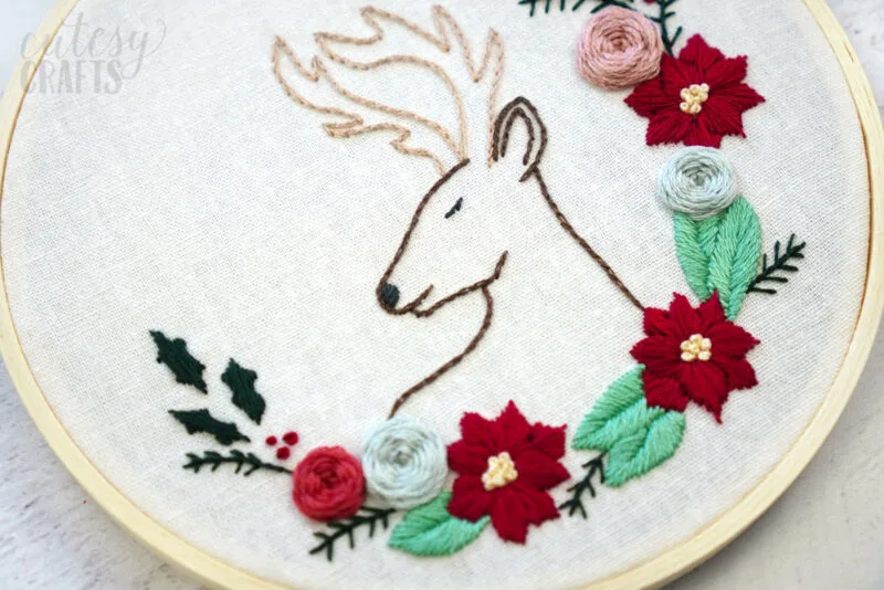 Free Christmas Deer Embroidery Pattern