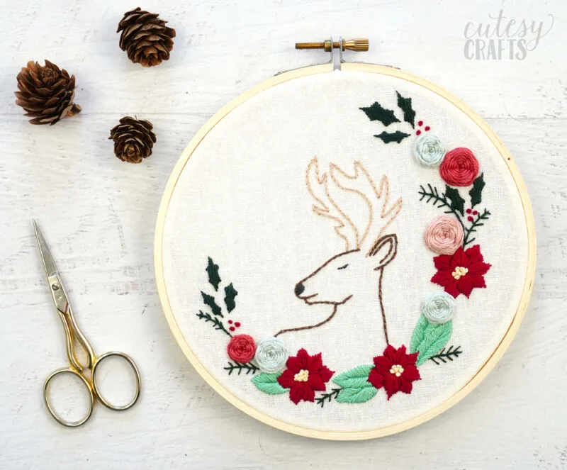 Free Christmas Deer Embroidery Pattern