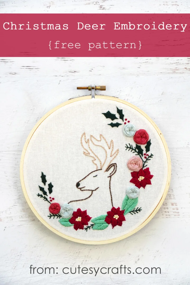 Free Christmas Deer Embroidery Pattern